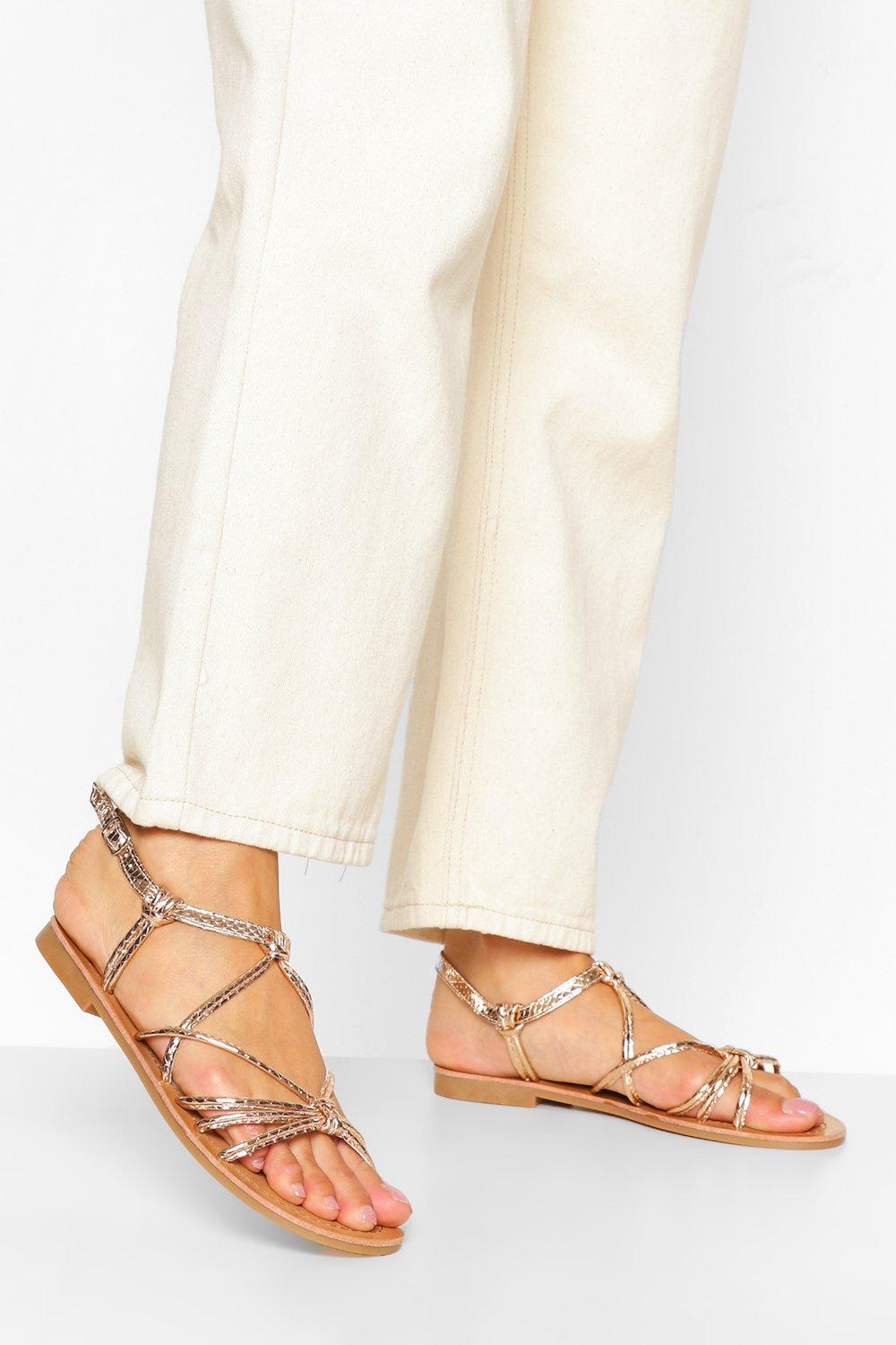 gold strappy flat sandals uk
