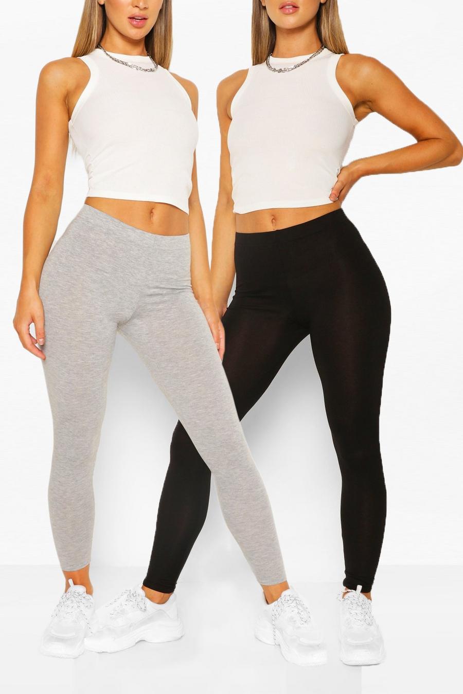 Grey Basics 2 Pack High Waisted Core Jersey Leggings image number 1