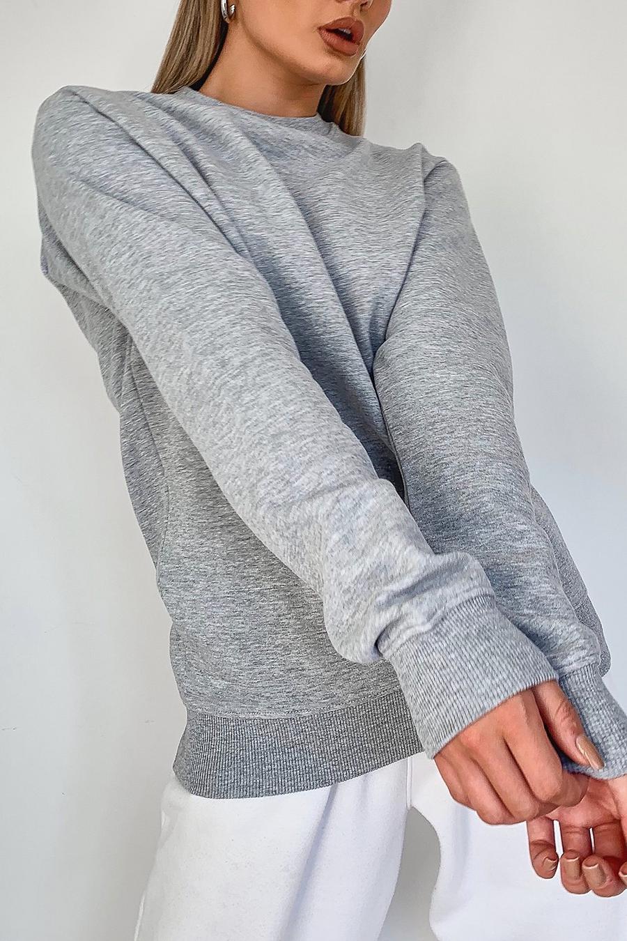 Grey Basic sweatshirt med rund hals image number 1