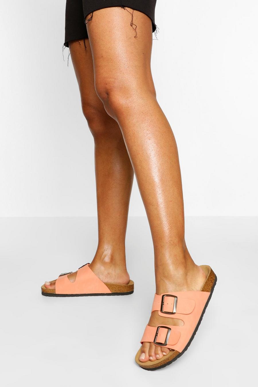 Coral Double Strap Footbed Sliders image number 1