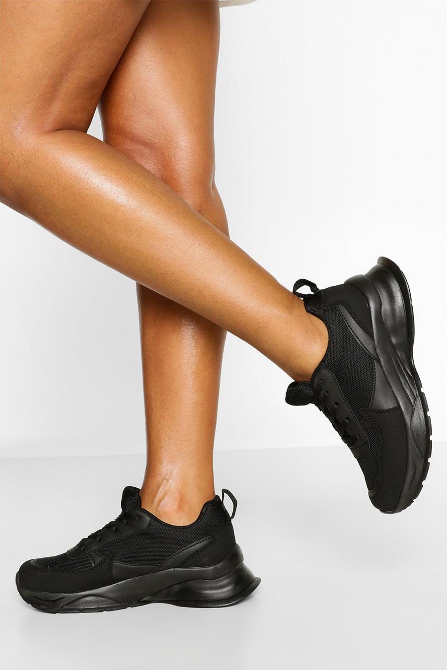 Black Chunky Sole Sneakers image number 1