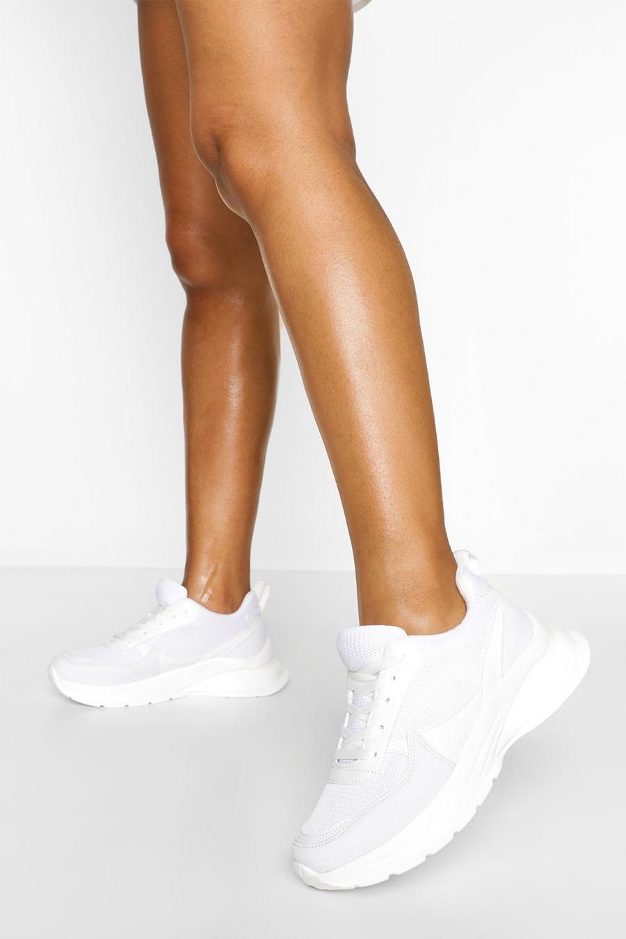 White Chunky Sole Sneakers image number 1