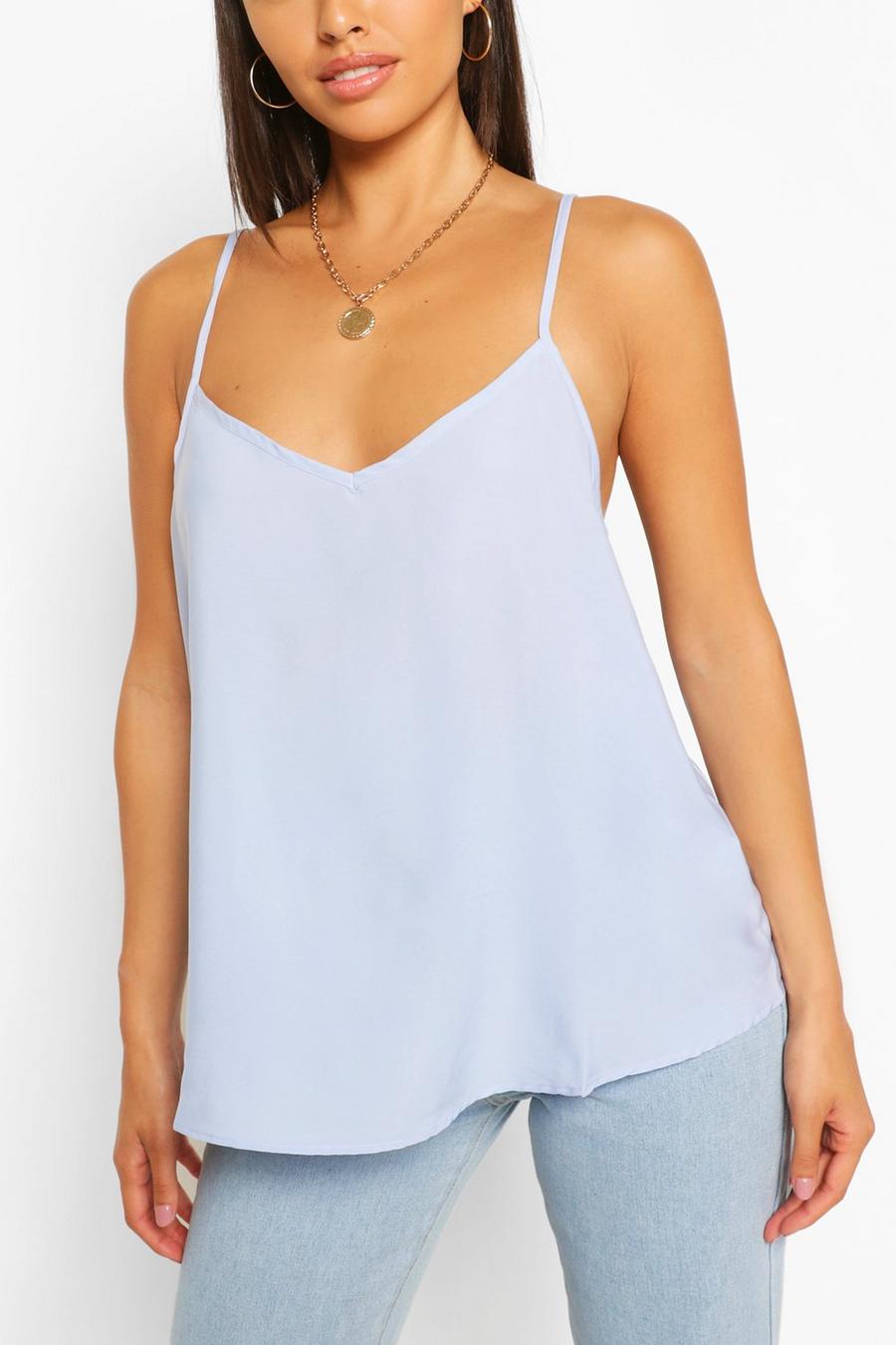 Powder blue Woven Strappt Cami Top Pink L image number 1