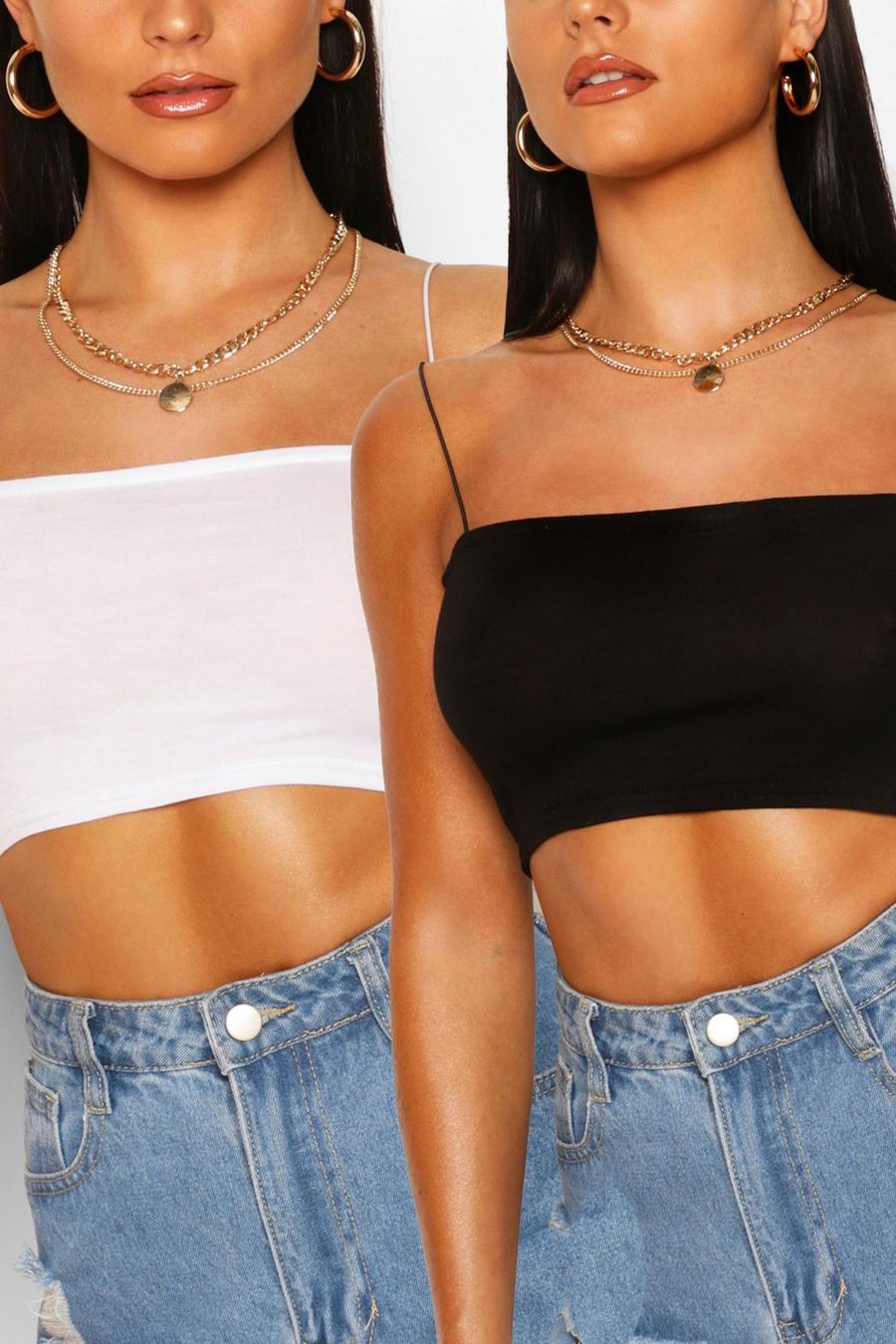 Blackwhite Crop tops med smala axelband (2-pack) image number 1