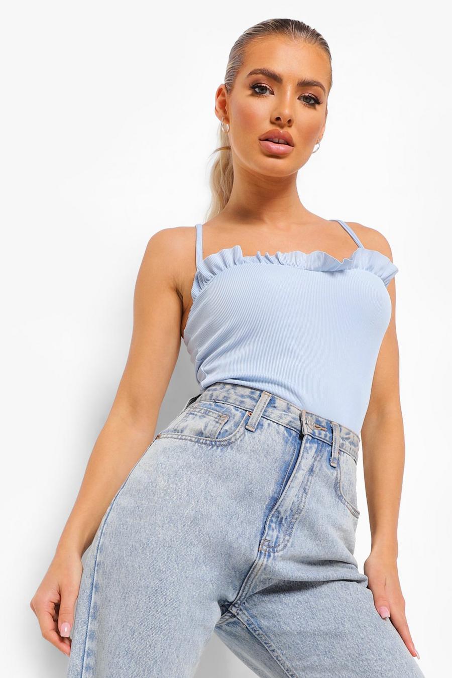Sky Ruffle Detail Strappy Cami image number 1
