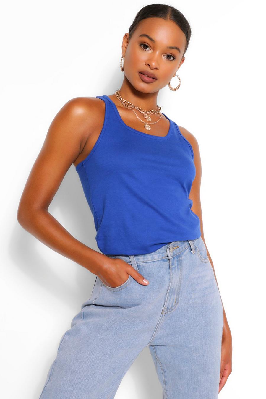 Electric blue Basic Racer Tank Top Top image number 1