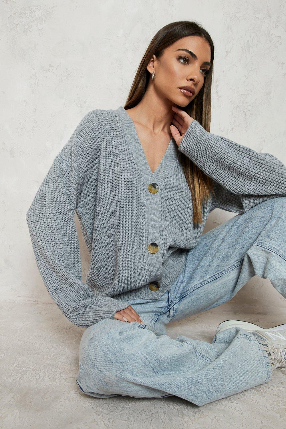 boohoo grey cardigan
