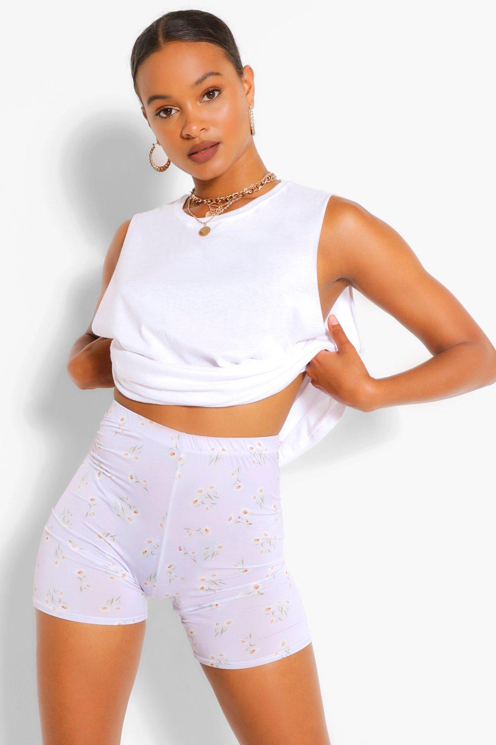 high waisted white cycling shorts