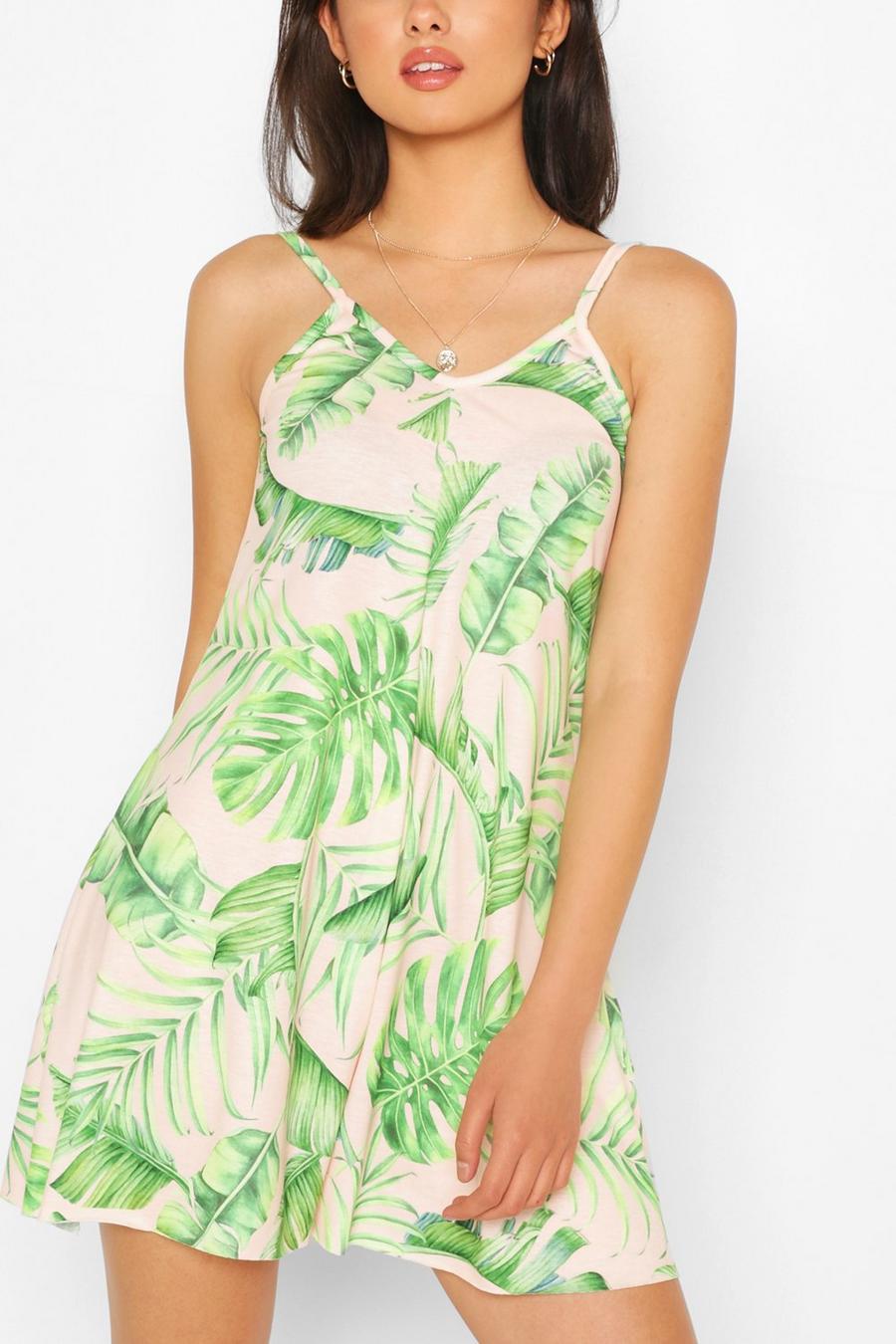 Blush Palm Print Strappy Swing Playsuit image number 1