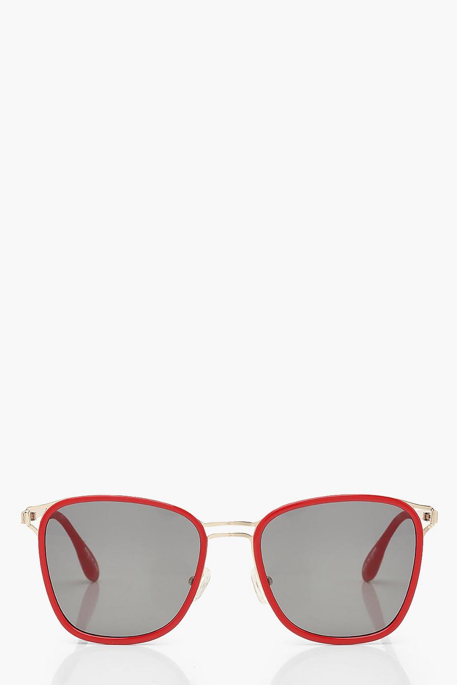 Übergroße Sonnenbrille mit rotem Gestell image number 1