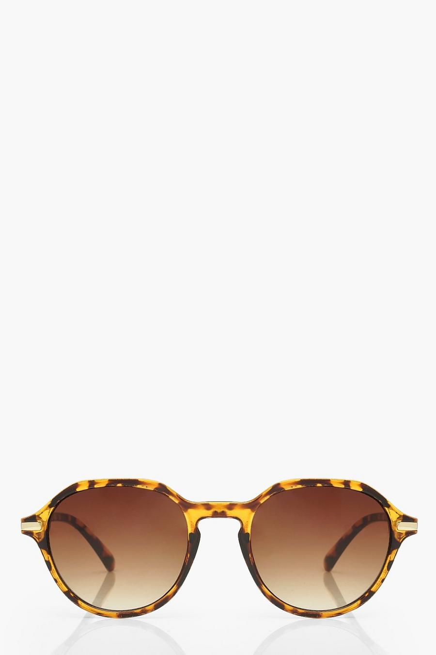 Brown Runda solglasögon med sköldpaddsmönster image number 1