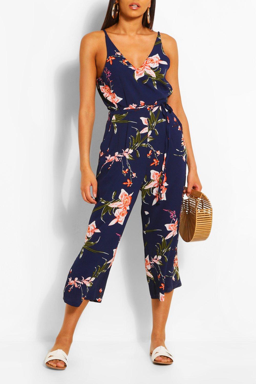 Boohoo cheap navy jumpsuit