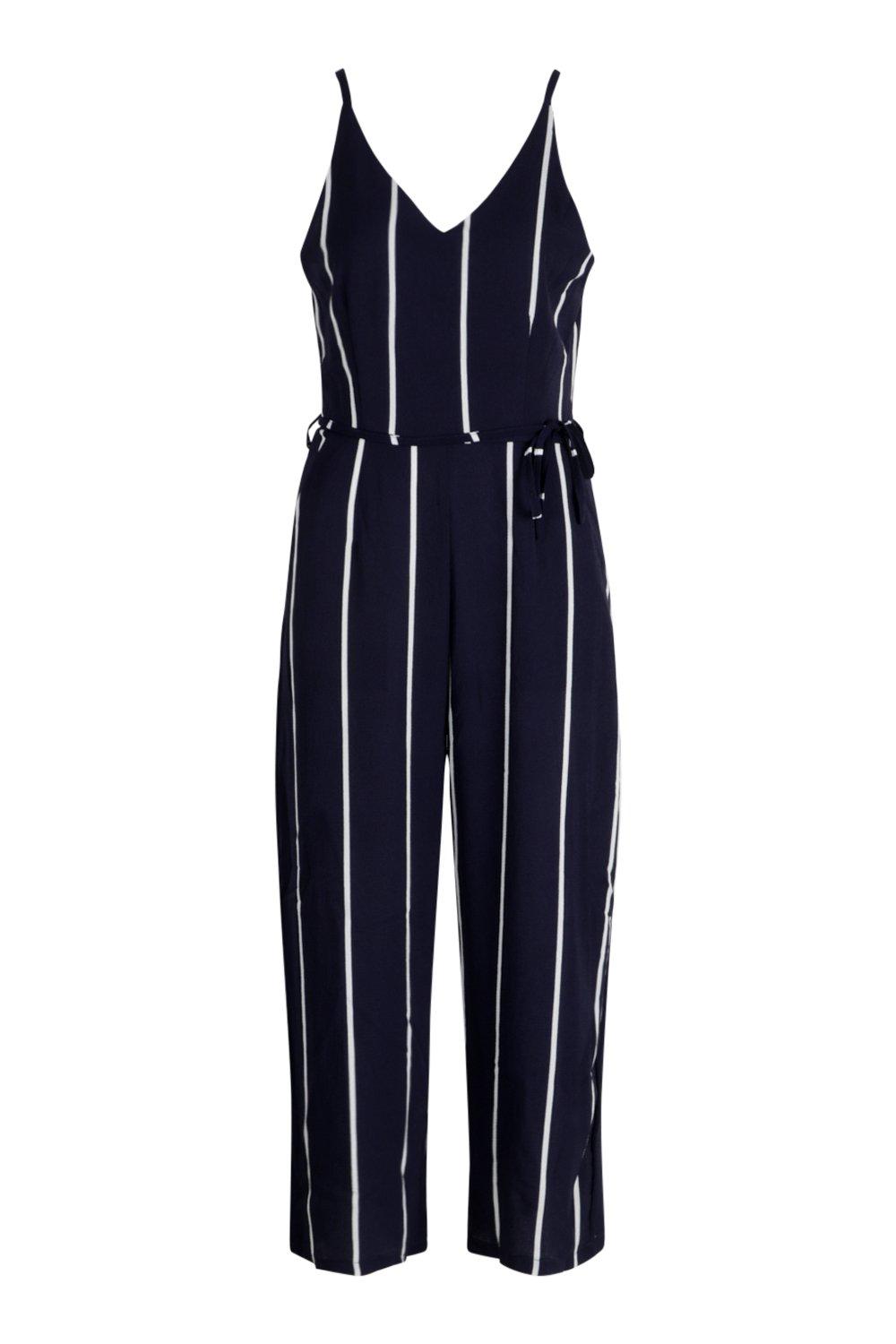 Navy cheap striped jumpsuit