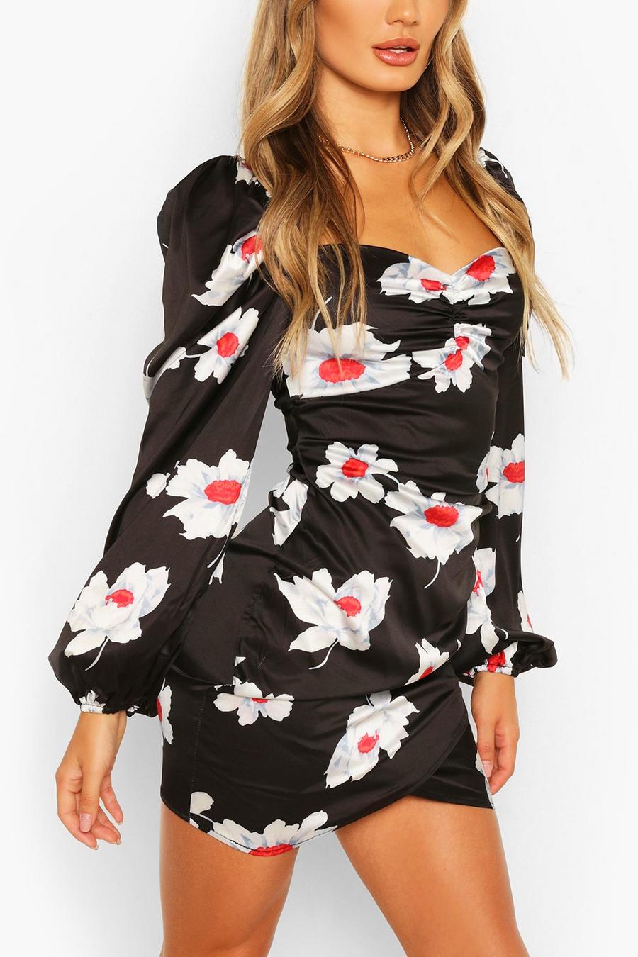 Mini-jurk met lange mouwen en bloemenprint image number 1