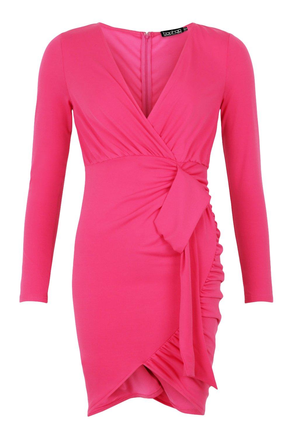 cerise pink wrap dress