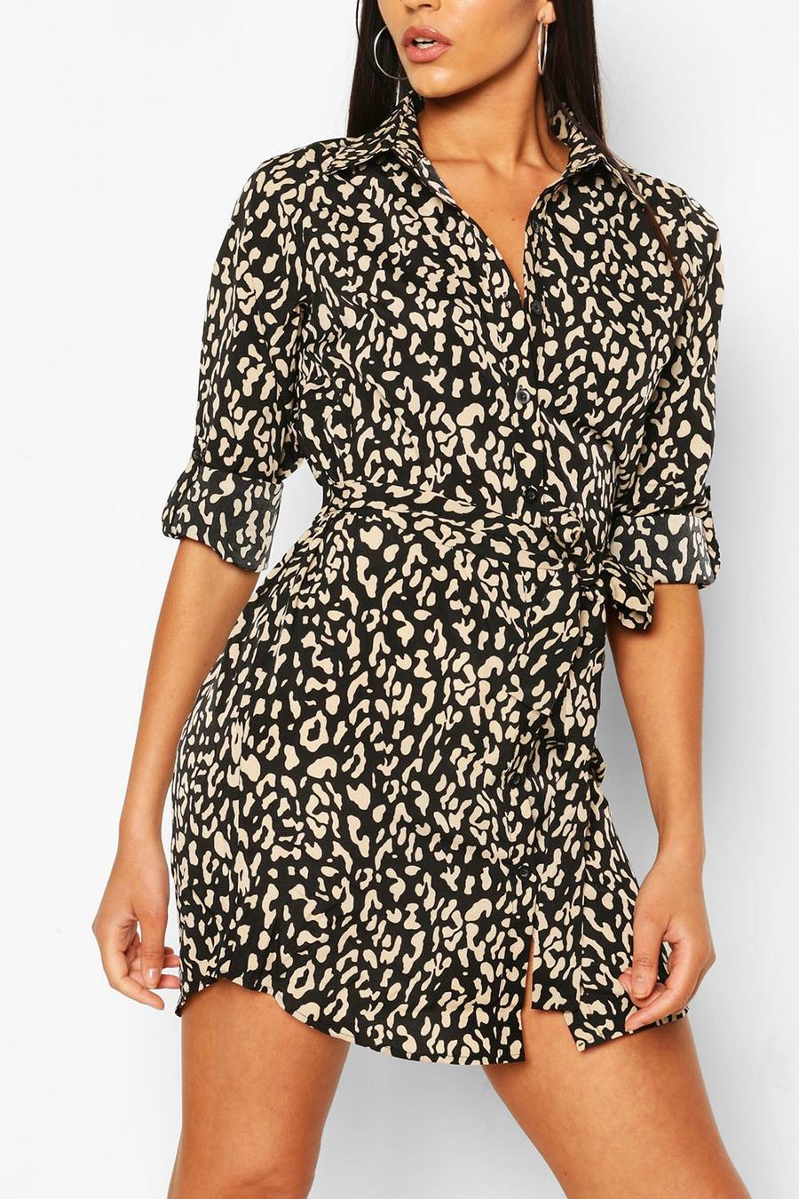 Vestido estilo camisa con estampado de leopardo image number 1