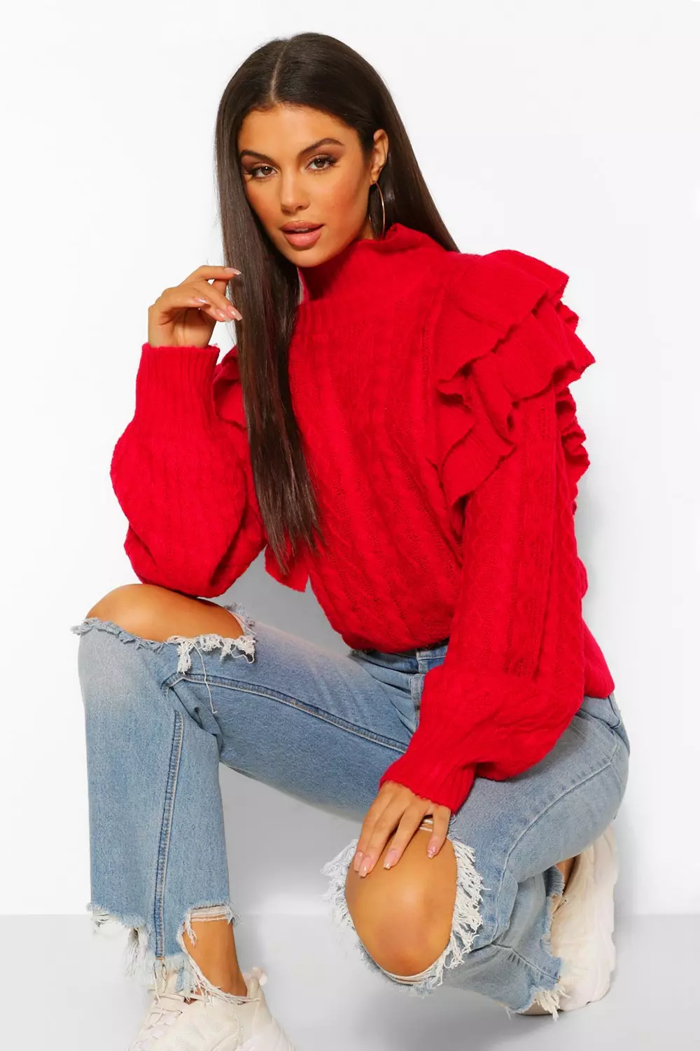 Ruffle clearance shoulder jumper