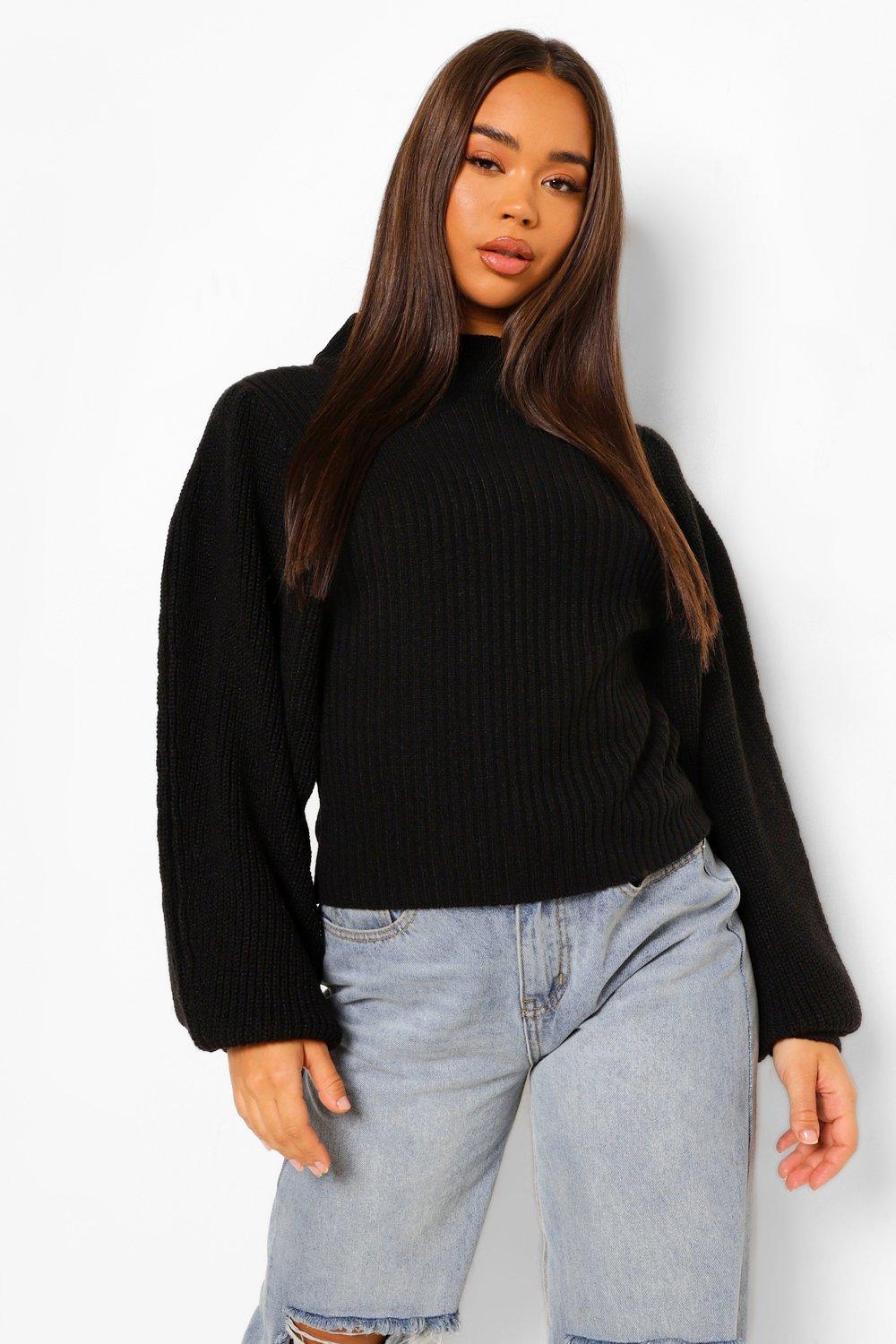 high neck chunky knit jumper