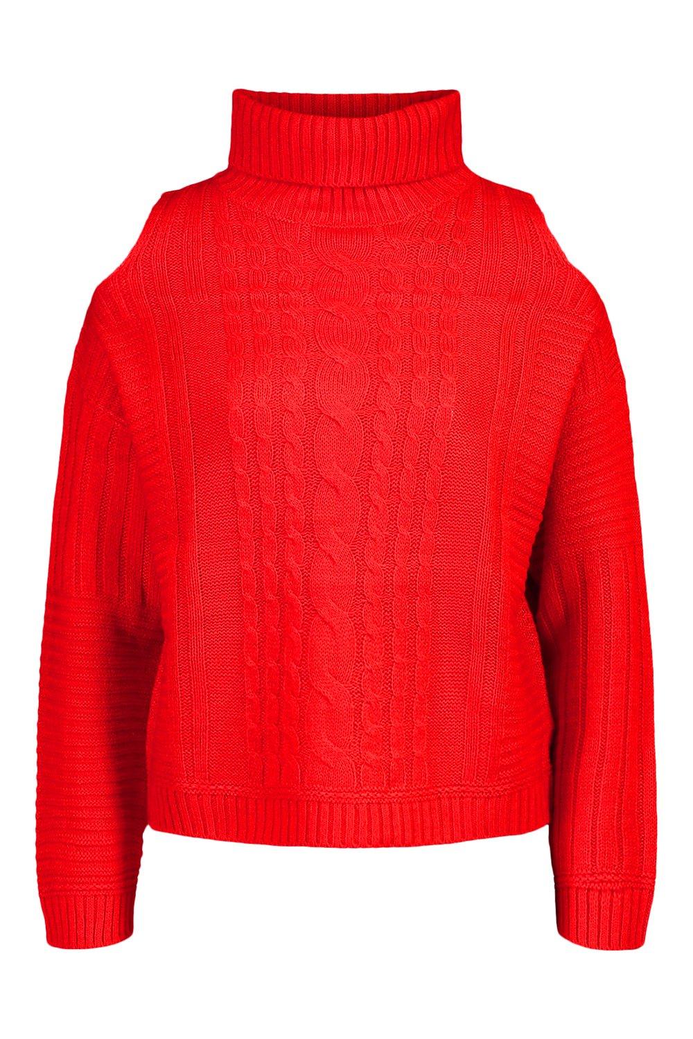 Roll Neck Cold Shoulder Jumper boohoo DK