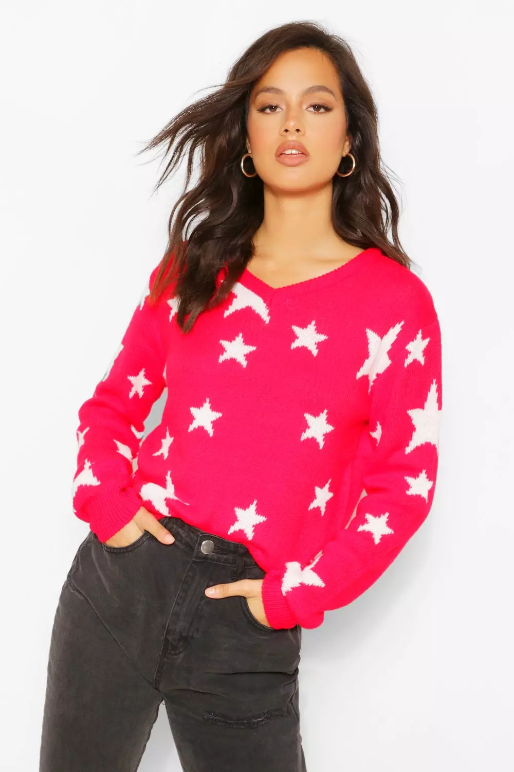 Women's star print jumper sales