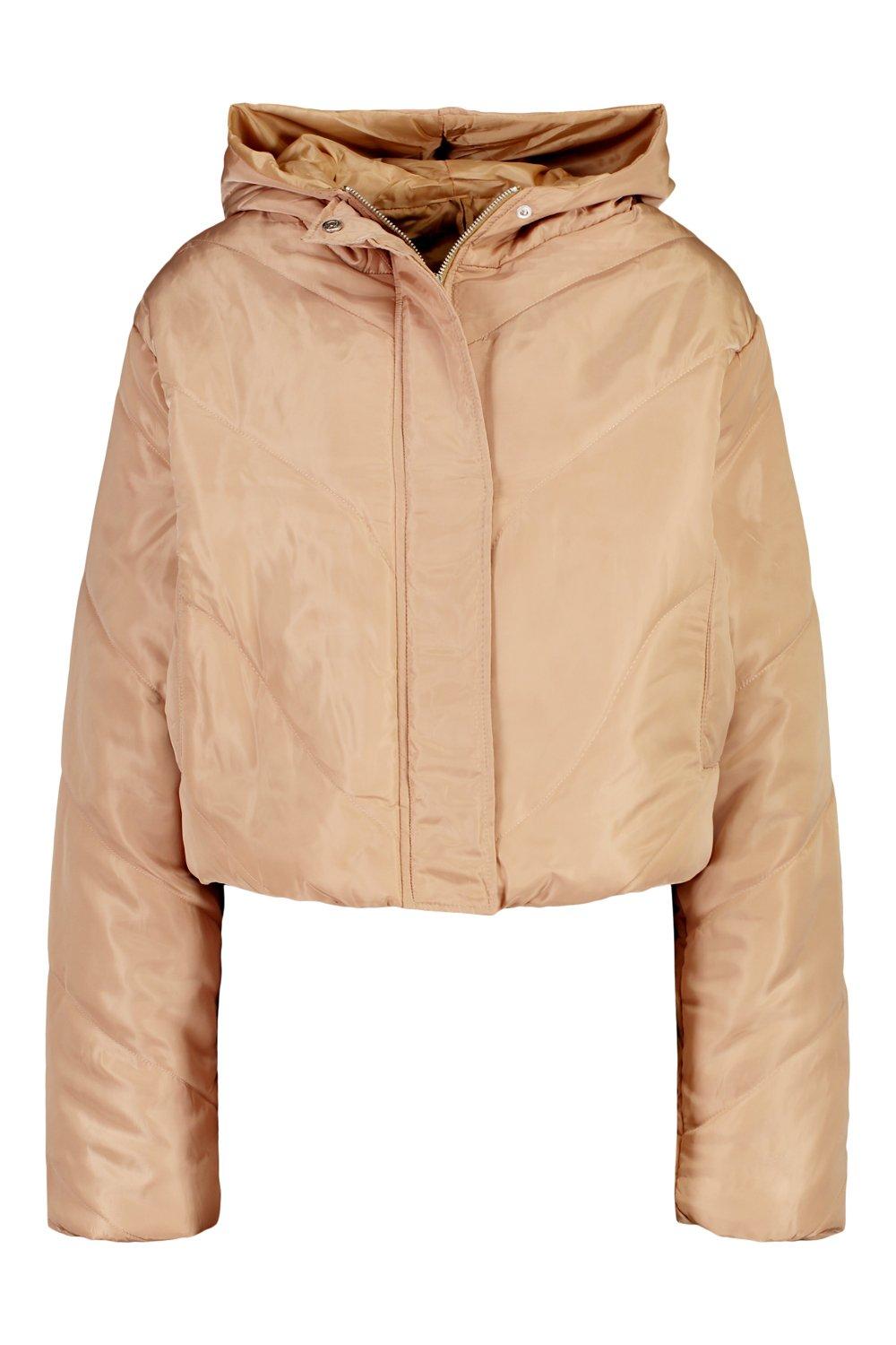 Cropped panelled hooded puffer on sale