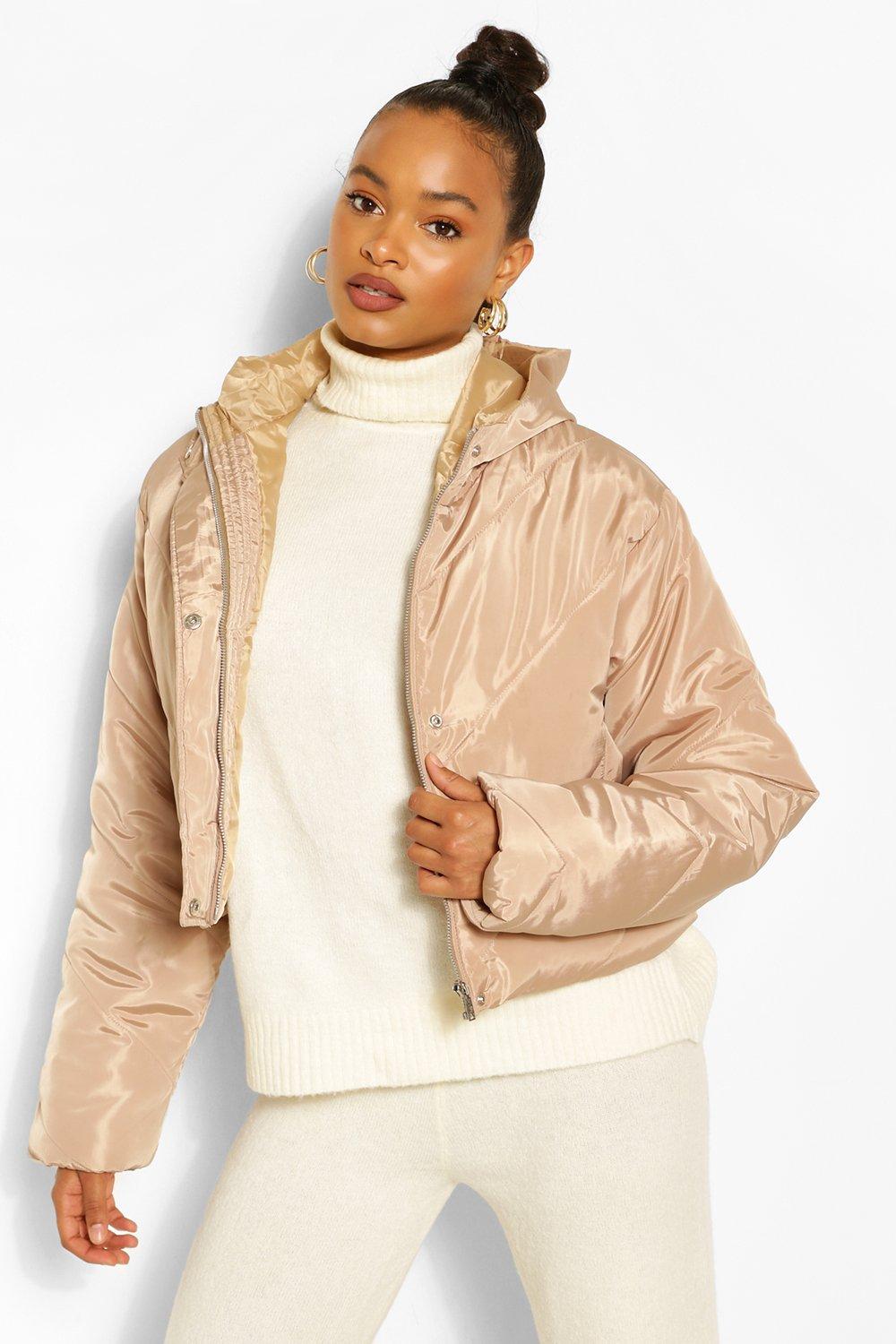 Cropped panelled hooded puffer on sale