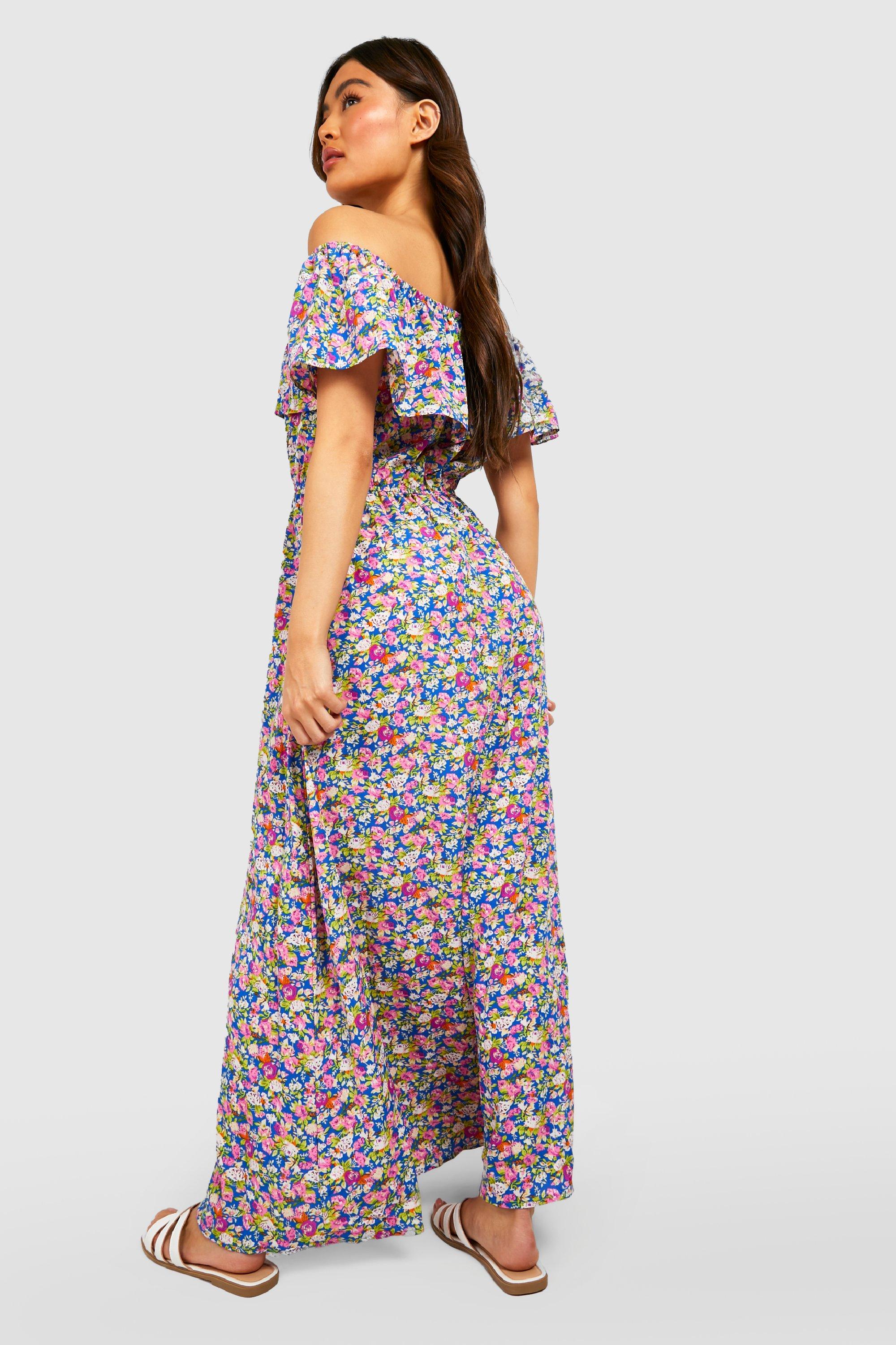 Boohoo floral off the shoulder outlet dress