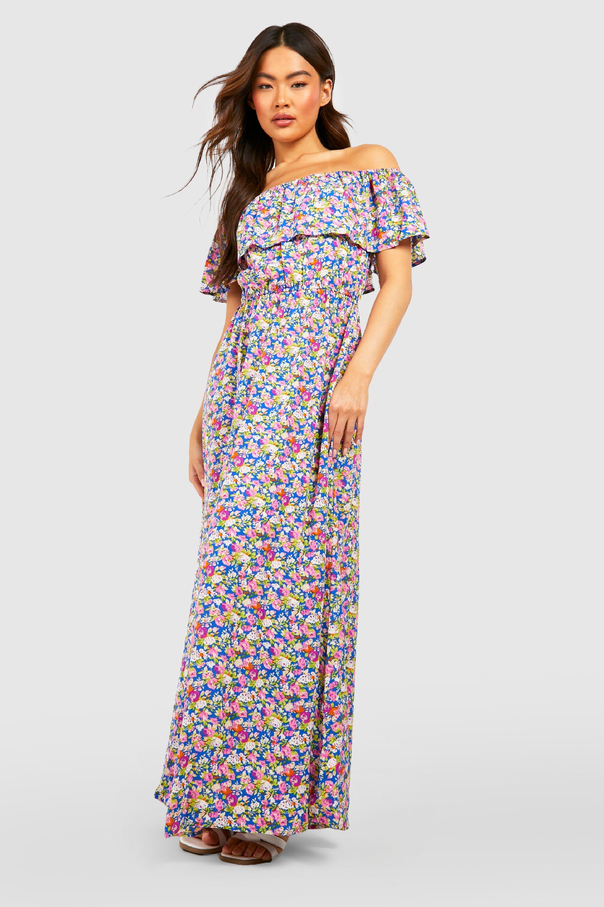 Blue floral maxi store dresses