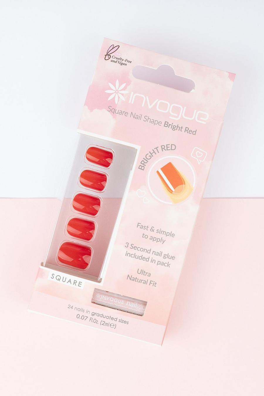 Invogue Colored Square Nails Bright Red