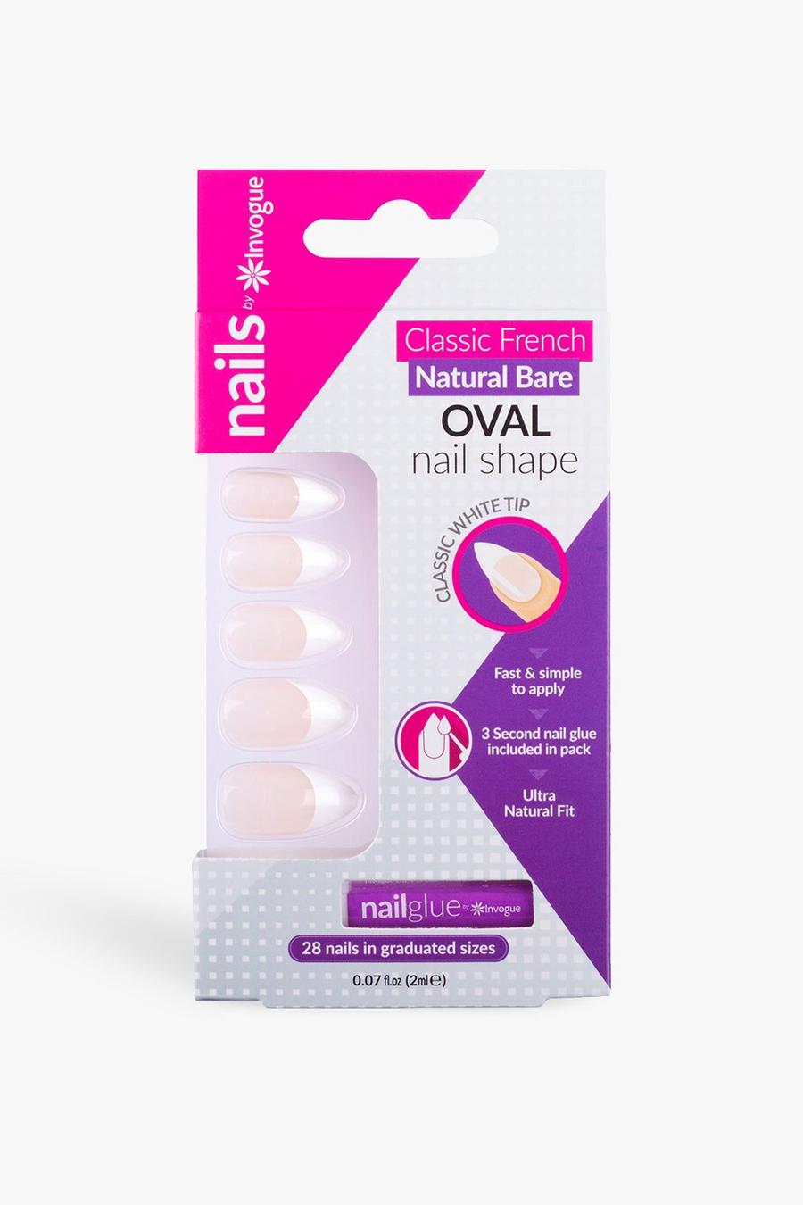 Clear Invogue Acrylic Oval Nails French Bare image number 1