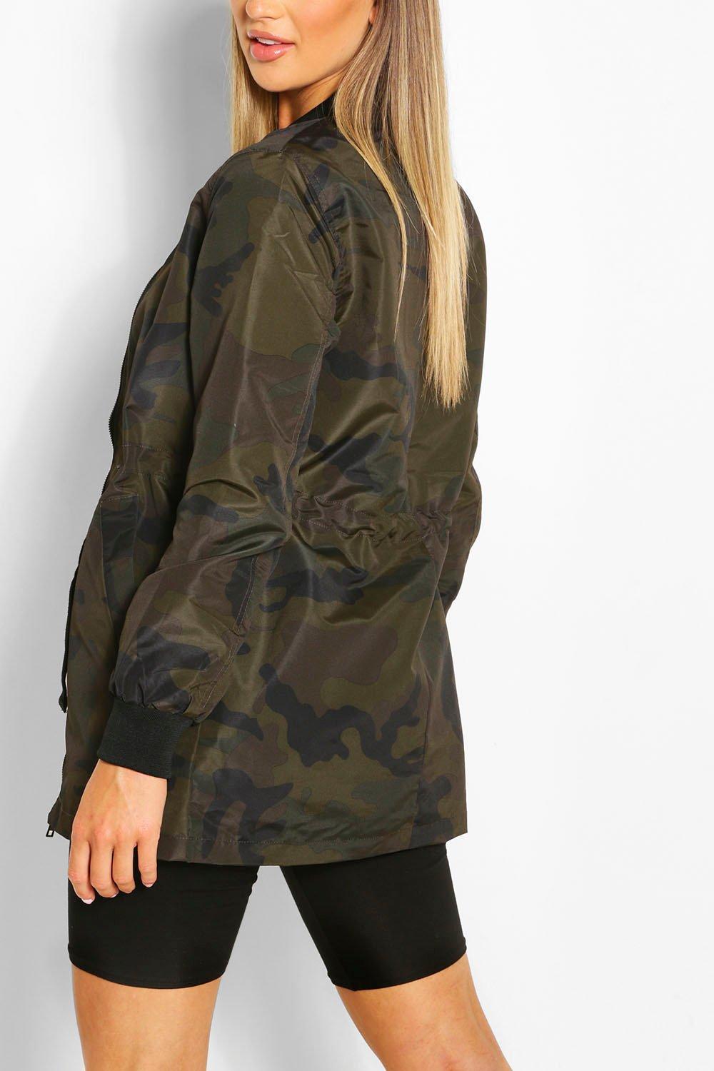 Camo Longline Bomber Jacket