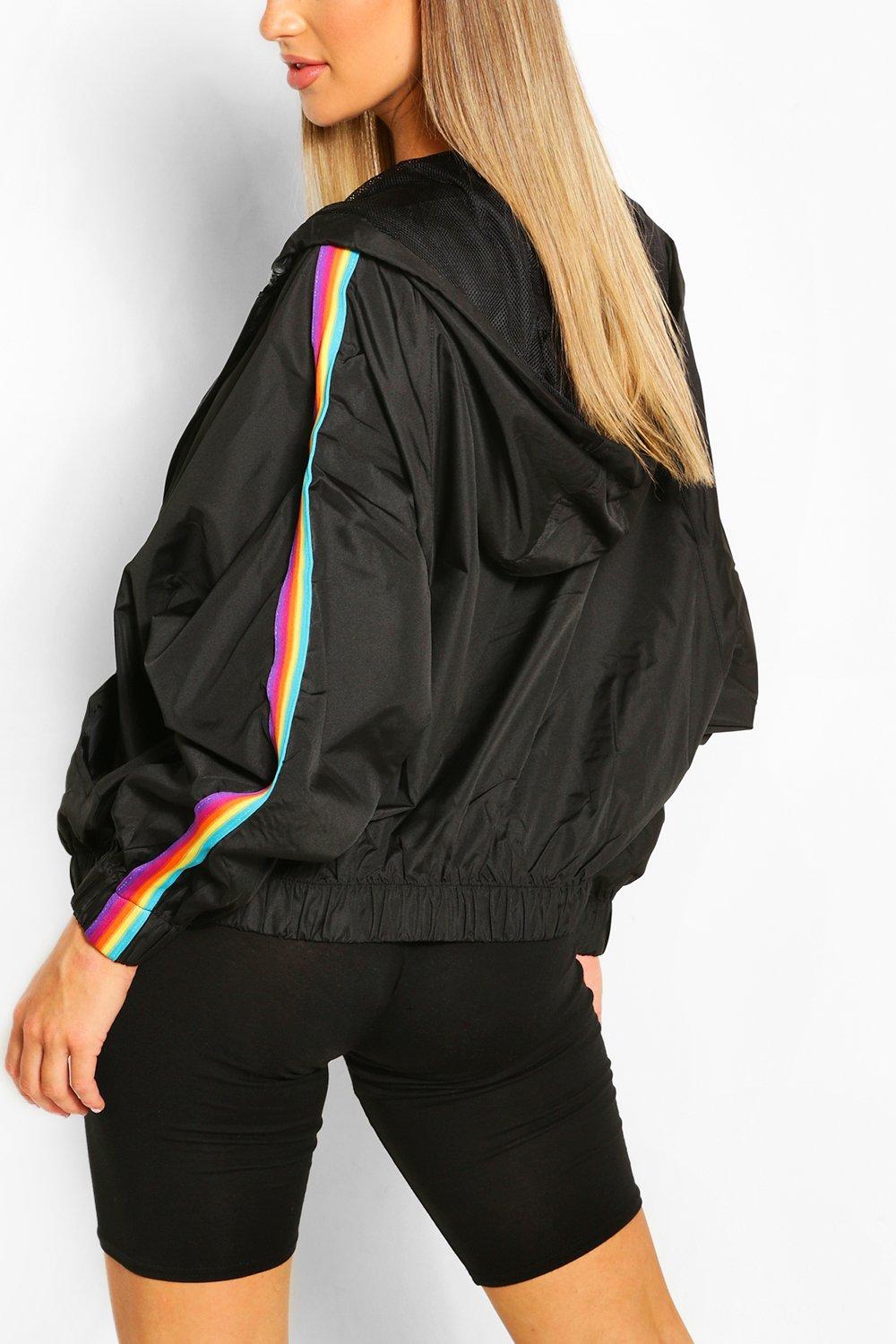 Rainbow striped sales windbreaker jacket