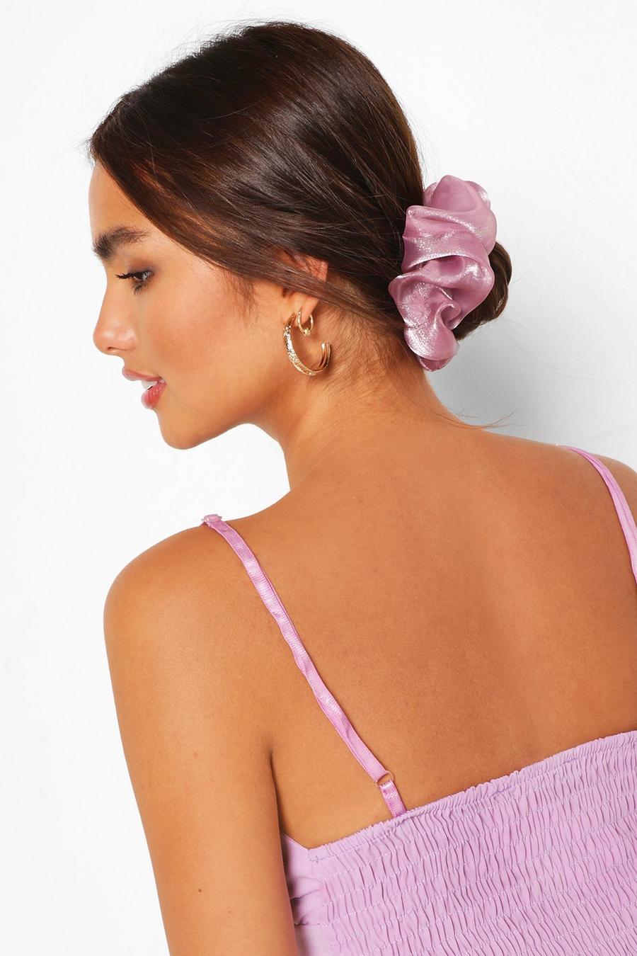 Lilac Satin Super Soft Hair Protect Scrunchie image number 1
