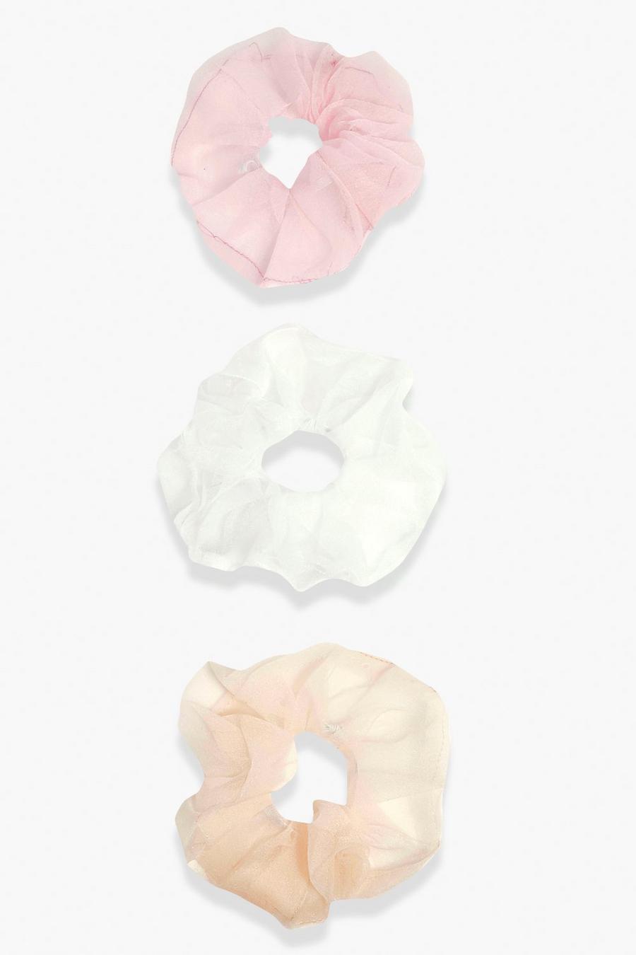 Nude Scrunchies i organza (3-pack) image number 1