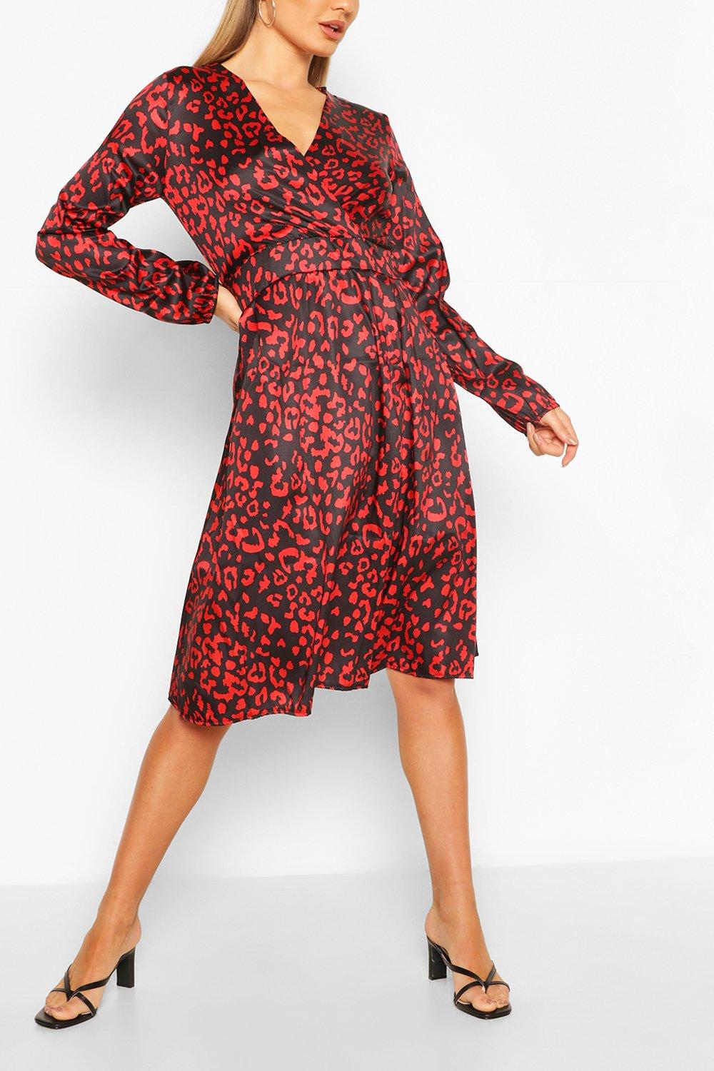 red button front midi dress