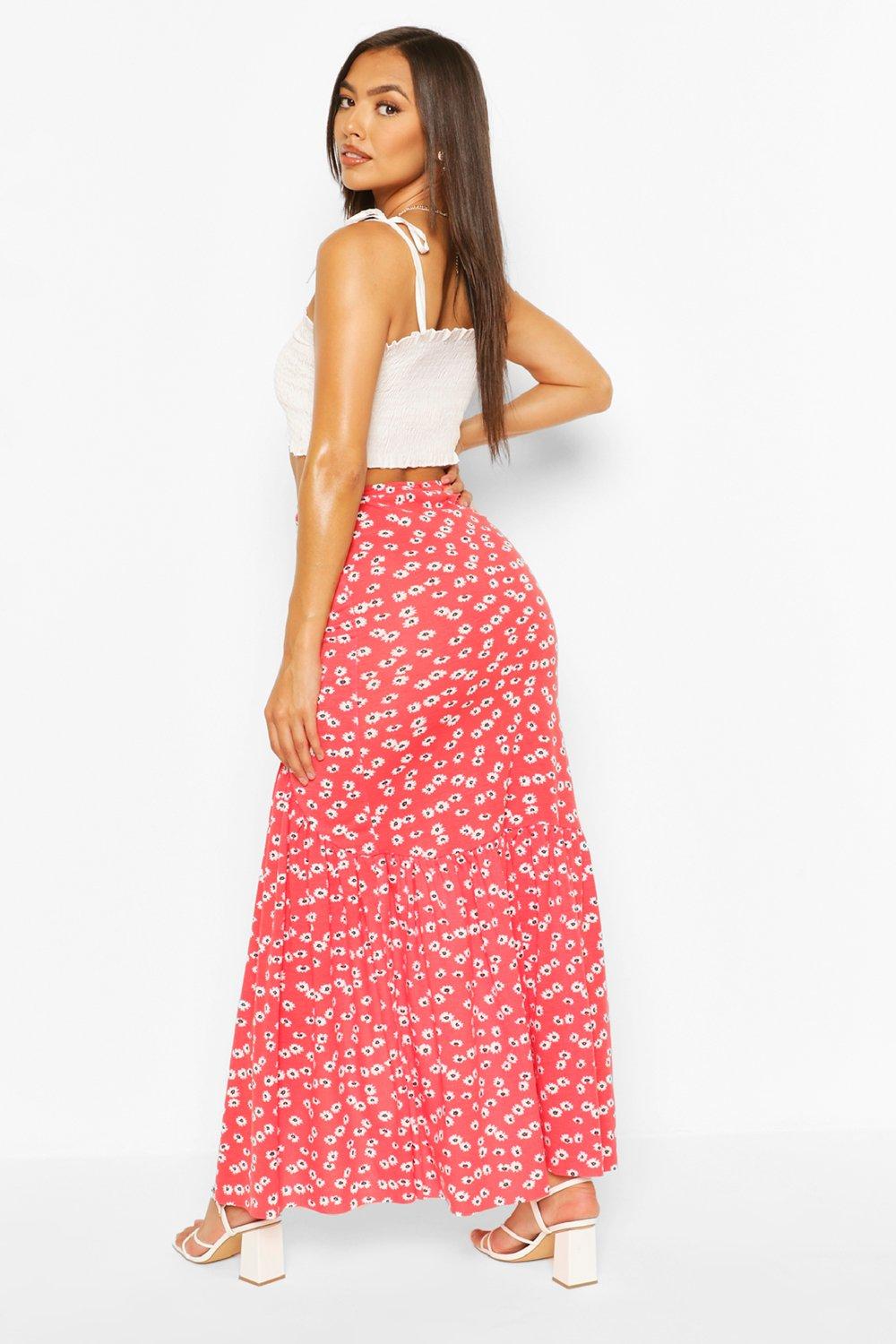 Jupe longue a fleur hot sale