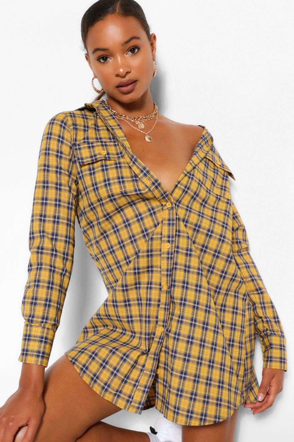 boohoo button down dress