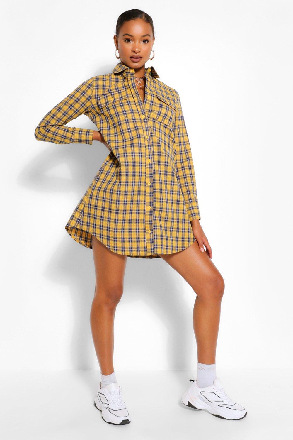 Button down shop flannel dress