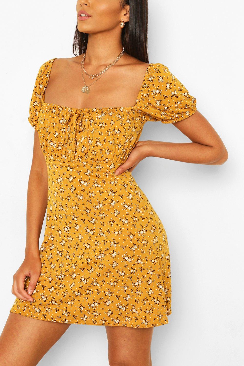 boohoo yellow floral dress