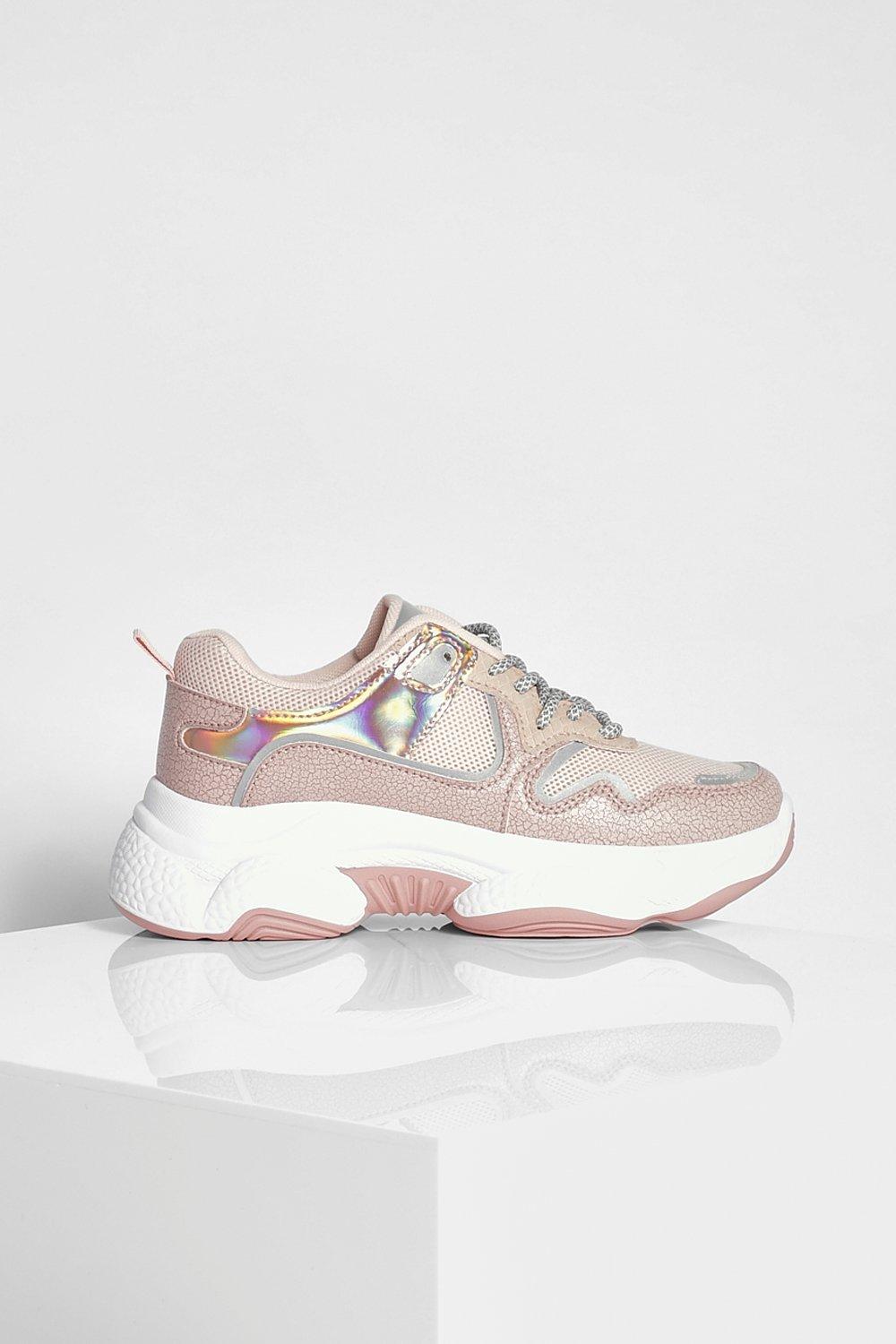 Chunky Metallic Panel Sports Sneakers