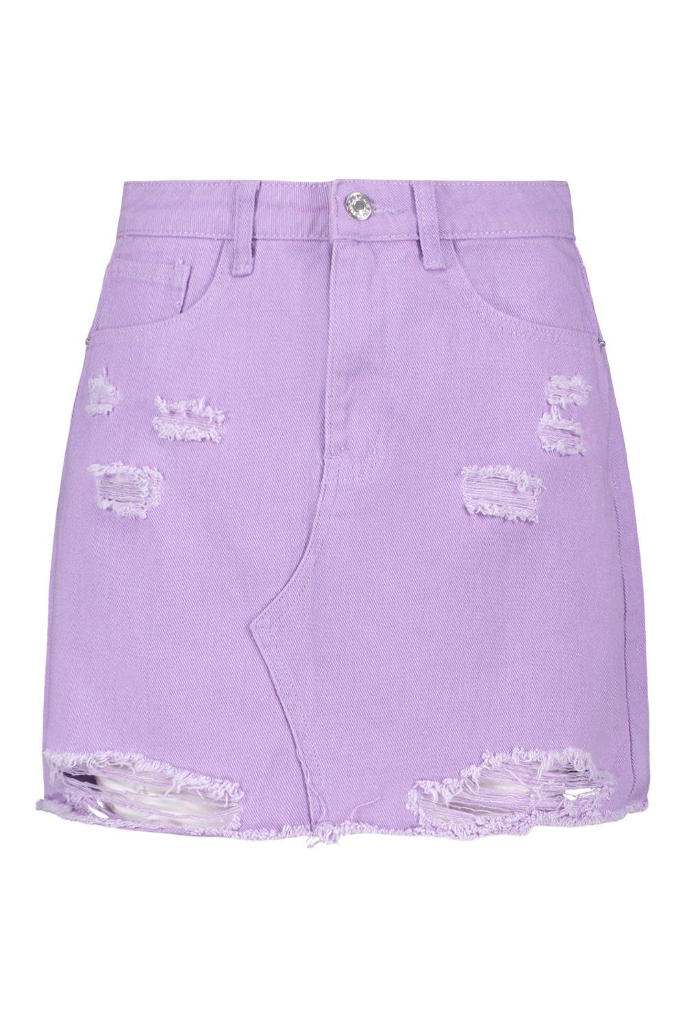 lilac denim skirt and jacket