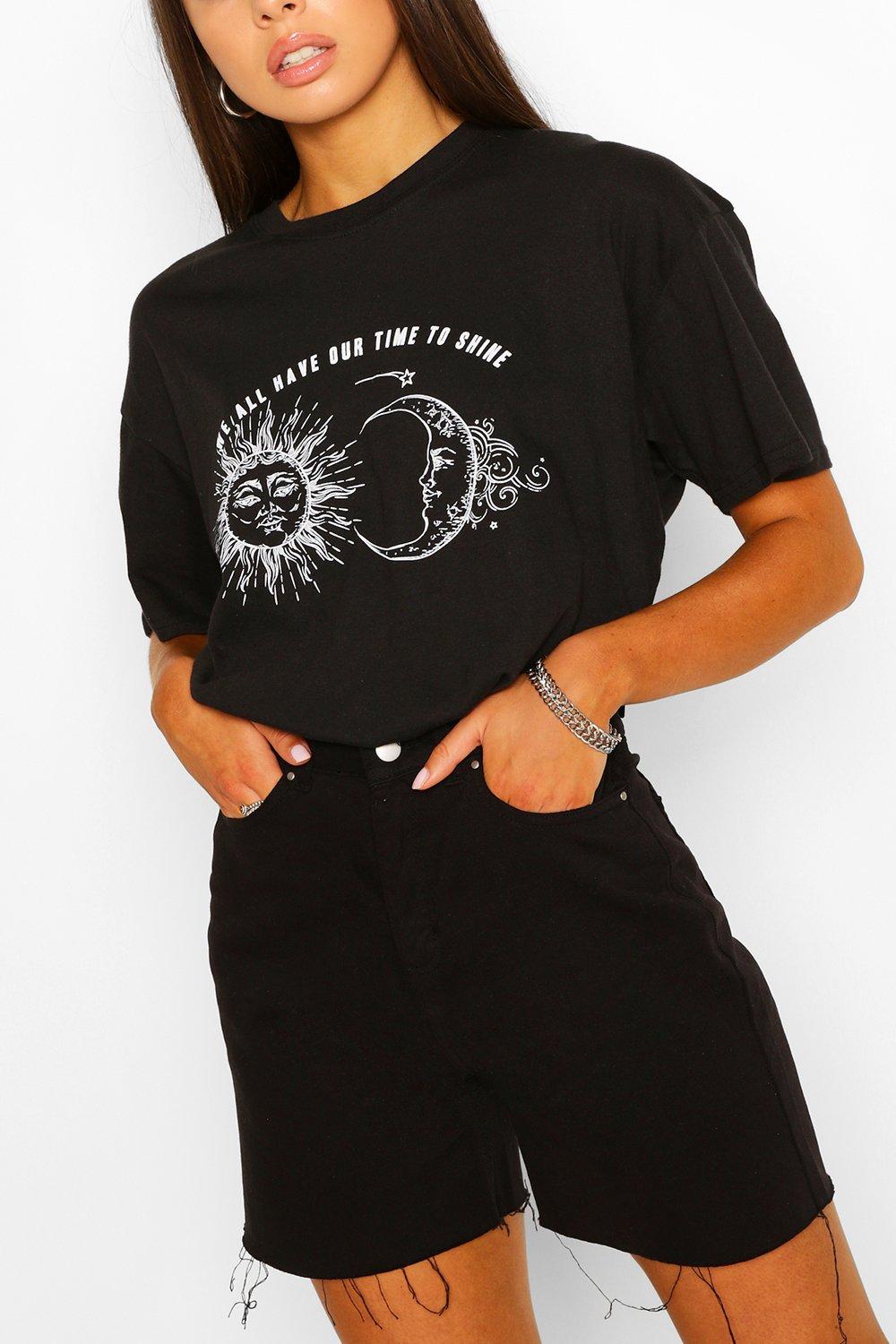 Sun Moon Slogan T Shirt boohoo CA