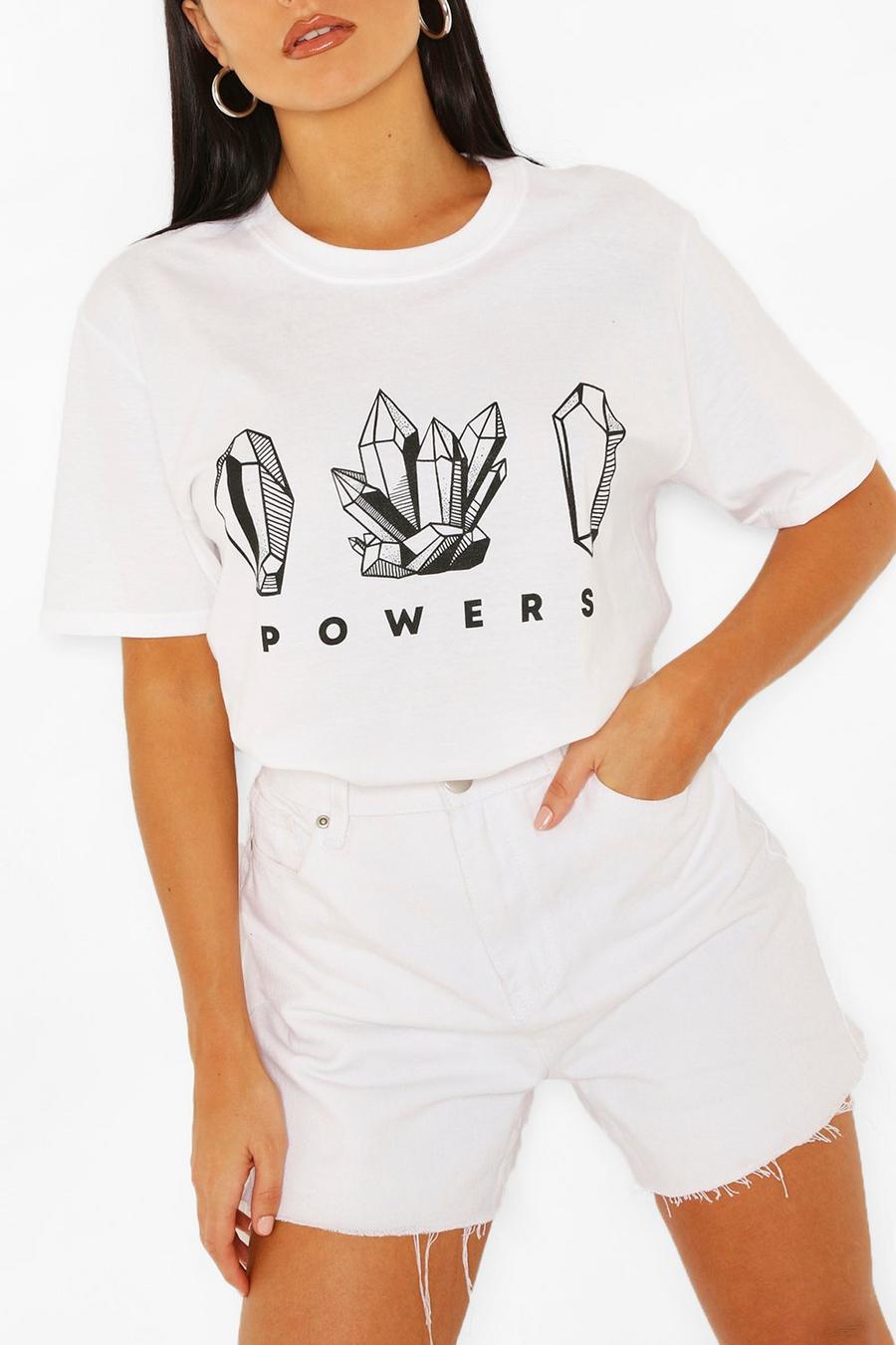 White Crystal Print T- Shirt image number 1