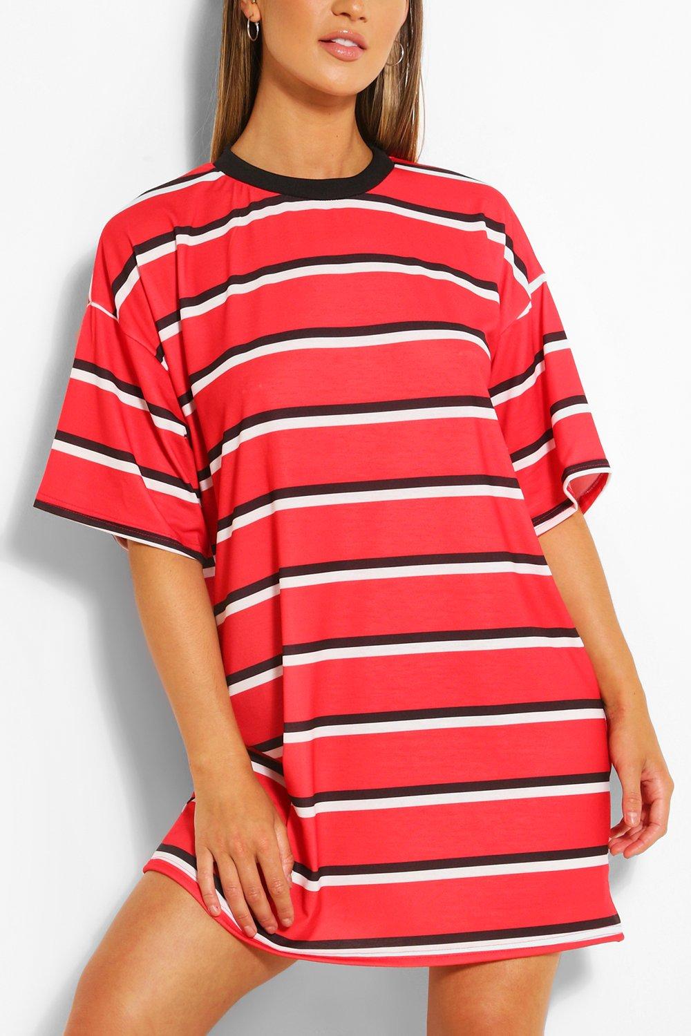 red oversized t shirt dress