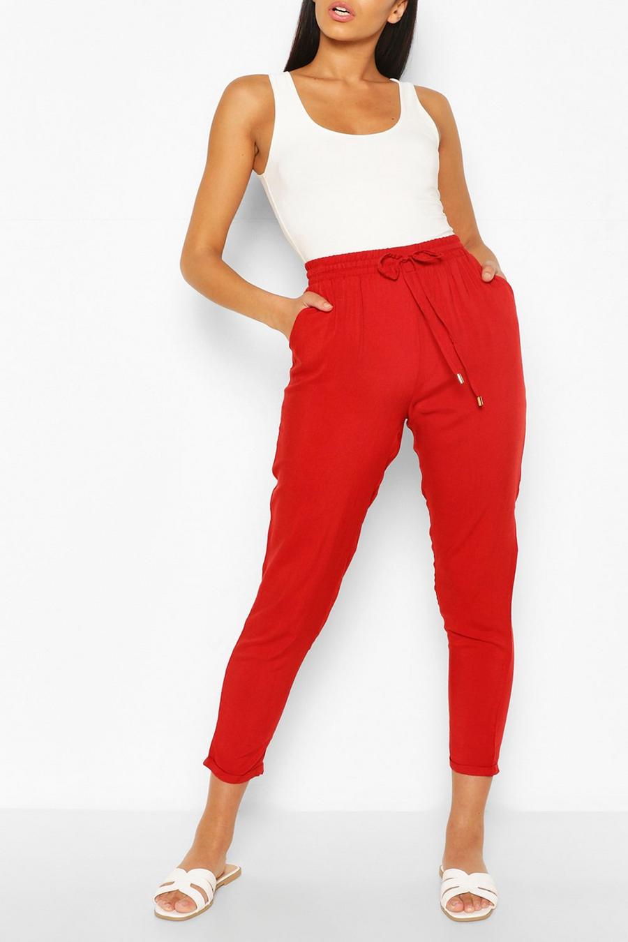 Red Relaxed Fit Casual Joggers image number 1