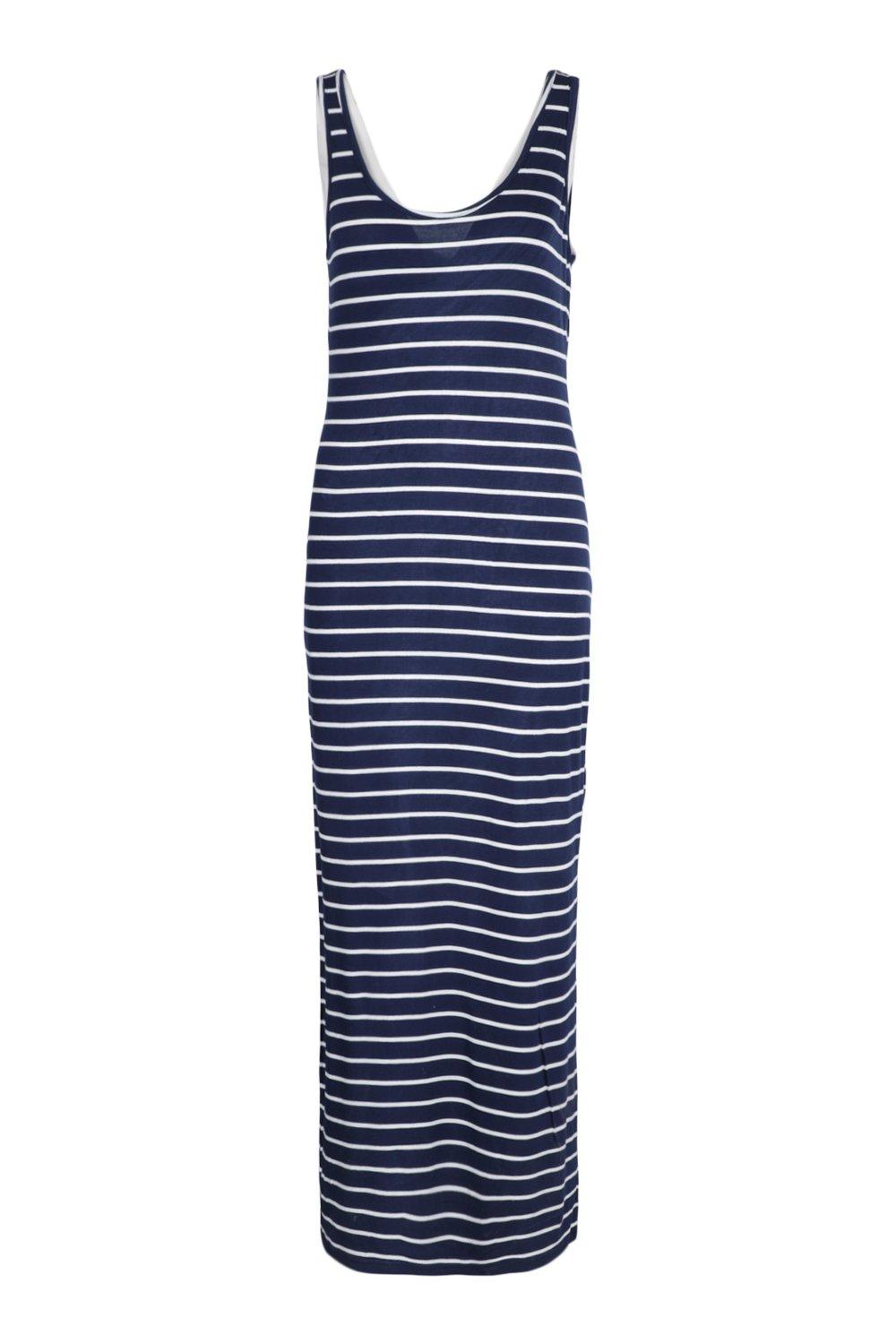 navy stripe maxi dress