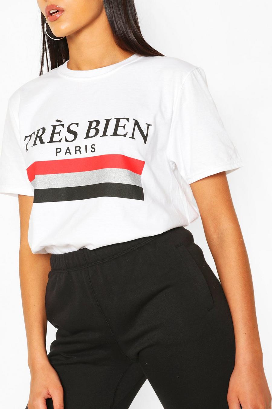 "Tres Bien" T-shirt med slogan image number 1