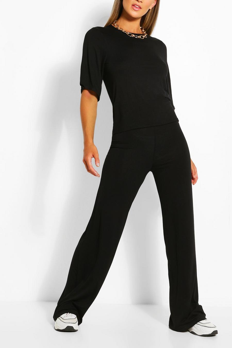 Black Oversized Tshirt And Pants Two-Piece Set image number 1