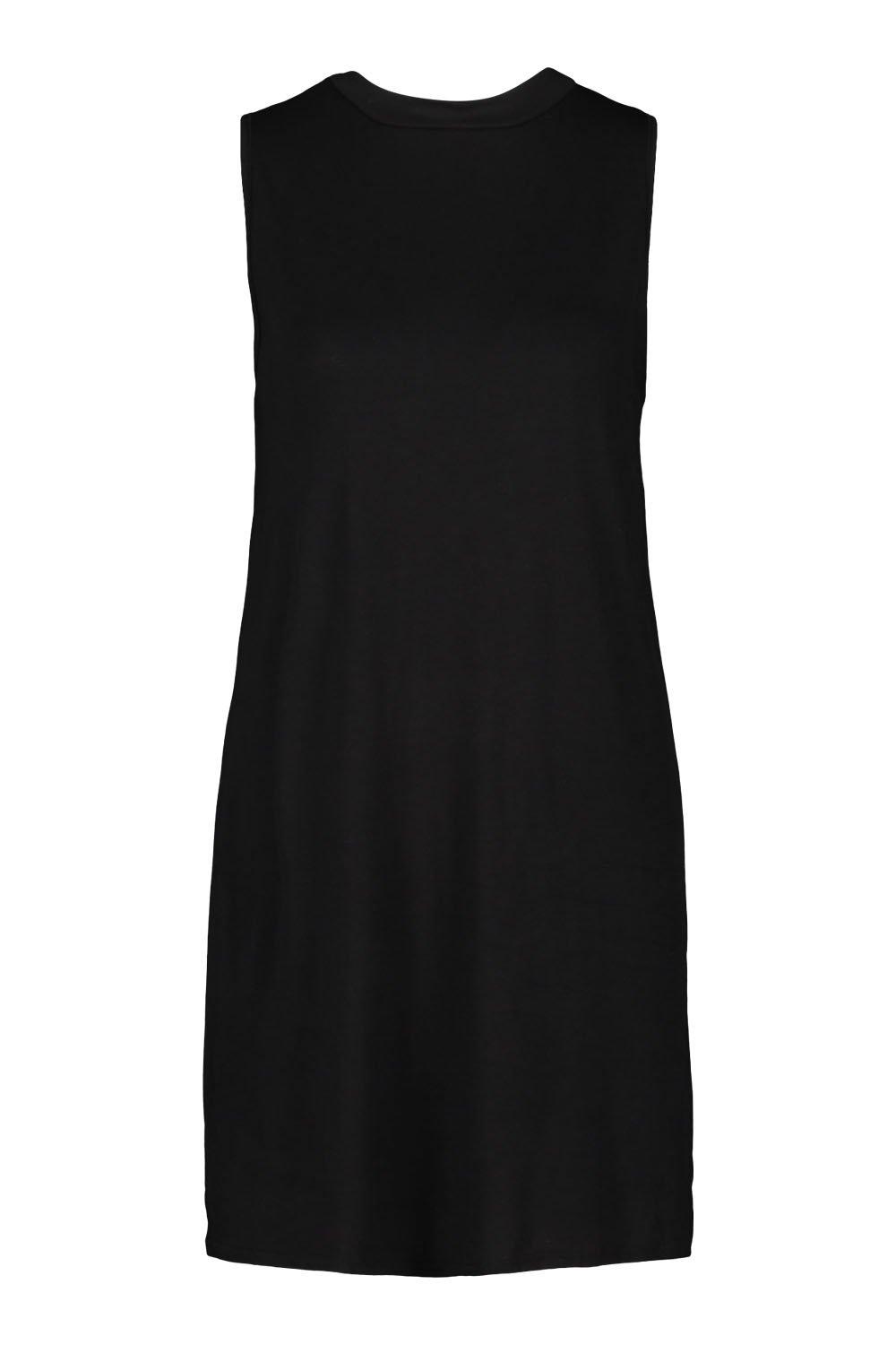 Sleeveless black t shirt dress on sale