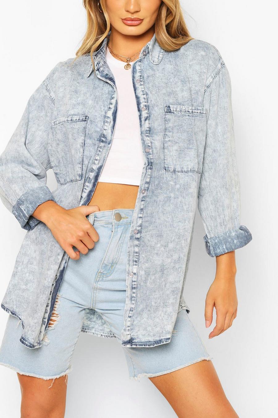Oversized Light Wash Chambray Spijkerblouse image number 1